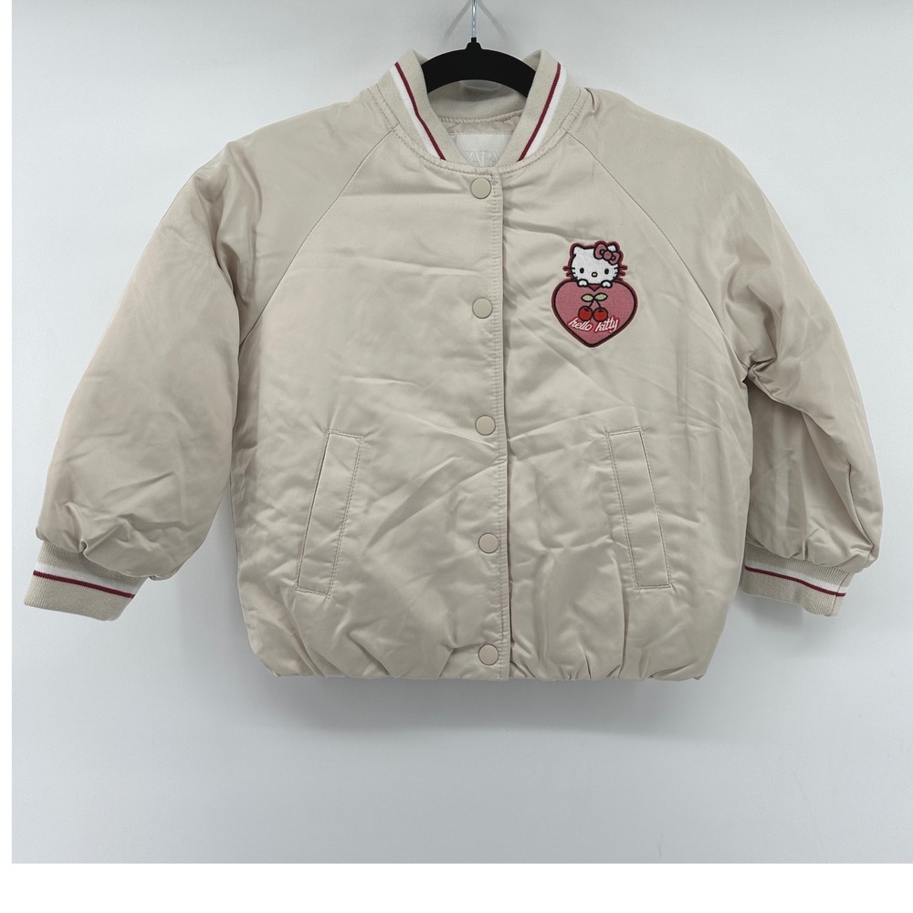 Zara Kids Hello Kitty Sanrio Water Repellent Bomber Jacket Cream 5854/561/712 5Y
